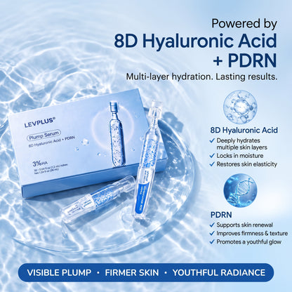 LEVPLUS Plump Serum - 3% 8D Hyaluronic Acid + PDRN for Deep Hydration & Firming
