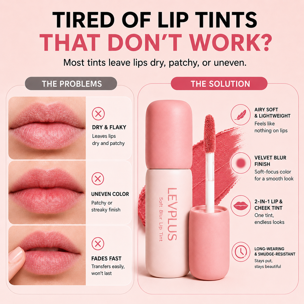 LEVPLUS™ Nude Blur Tint| Soft Matte Lip Gloss