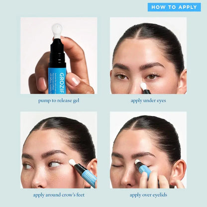Cooling Eye Gel with Ceramic Tip | Caffeine, Niacinamide & Hyaluronic Acid Depuff Under Eye Treatment