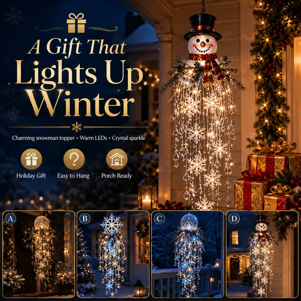 Crystal-Cascade-Weihnachtsbeleuchtung™ – Hanging LED snowflake with crystal effect for the veranda ✨❄️