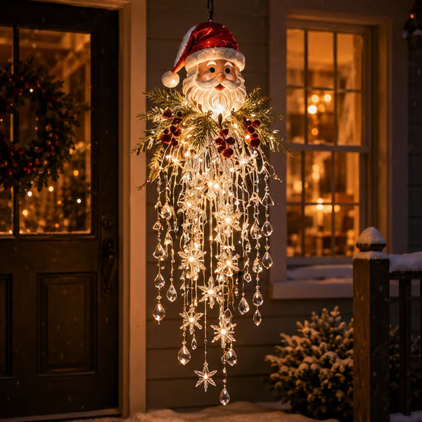 Crystal-Cascade-Weihnachtsbeleuchtung™ – Hanging LED snowflake with crystal effect for the veranda ✨❄️